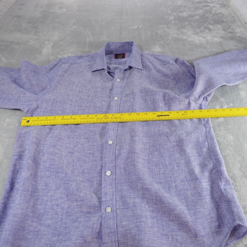 Untuckit Linen Button Up Shirt Large Slim Fit Blue Wrinkle Resistant Long Sleeve - Picture 5 of 13